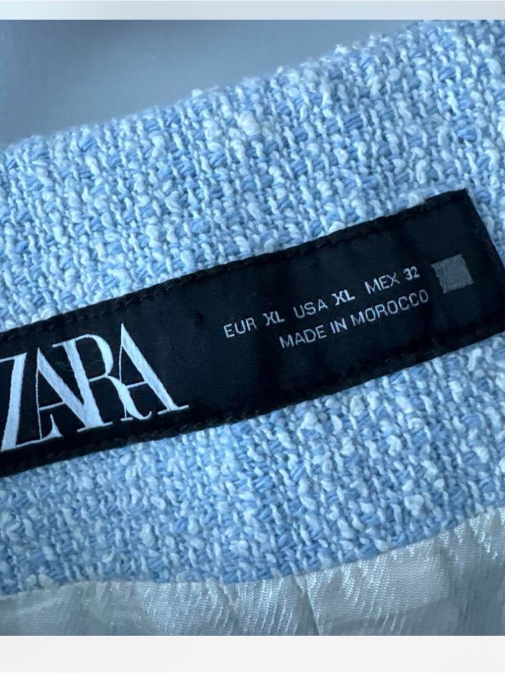 Zara Light Blue Tweed Cropped Jacket - Picture 4 of 5